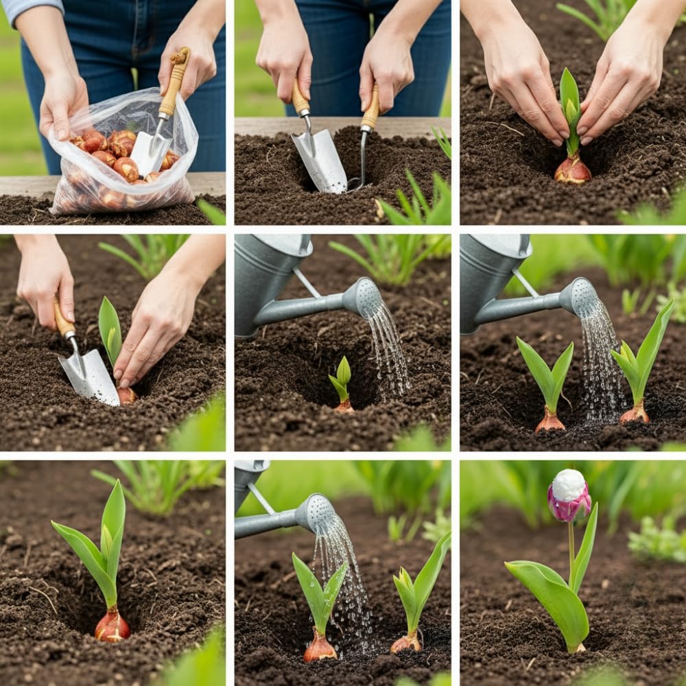 25 Tulip Bulbs for Spring Planting, Red Tulip Bulbs for Fall Planting, Flower Bulbs Growing