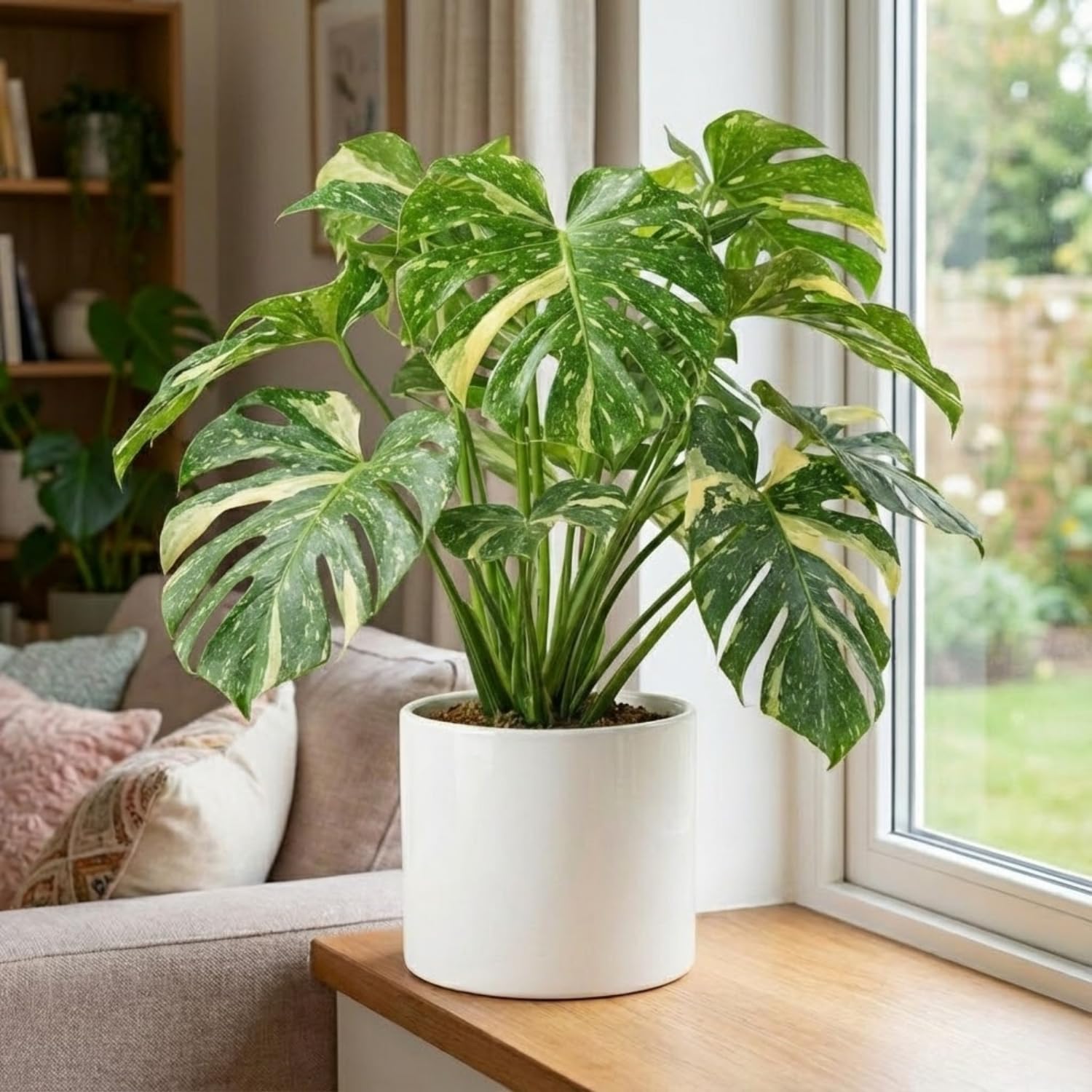 Monstera Plant Live, Rare Tropical Philodendron Indoor Live Plant, Low Maintenance Houseplant 4-8 Inches (Variegated Monstera)