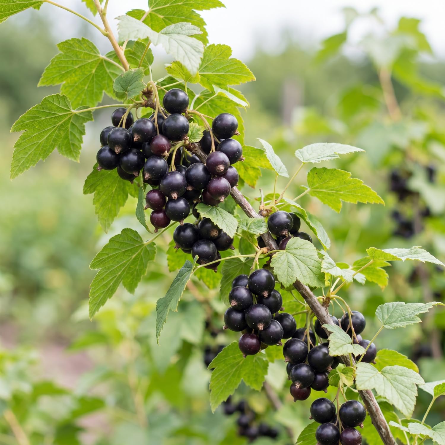 Black Currant Plant Live, Sweet Currant Berry Fruit Starter Plant, 6-12 Inches Tall, Edible Fruit Shrub for Outdoor Garden