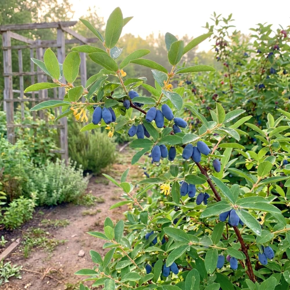 Blue Honeyberry Live Plant, Haskap Honeyberrie Plant 5-8” Tall, Sweet Fruit Berry Starter Plant, Cold Hardy Berry Bush for Outdoor Gardening