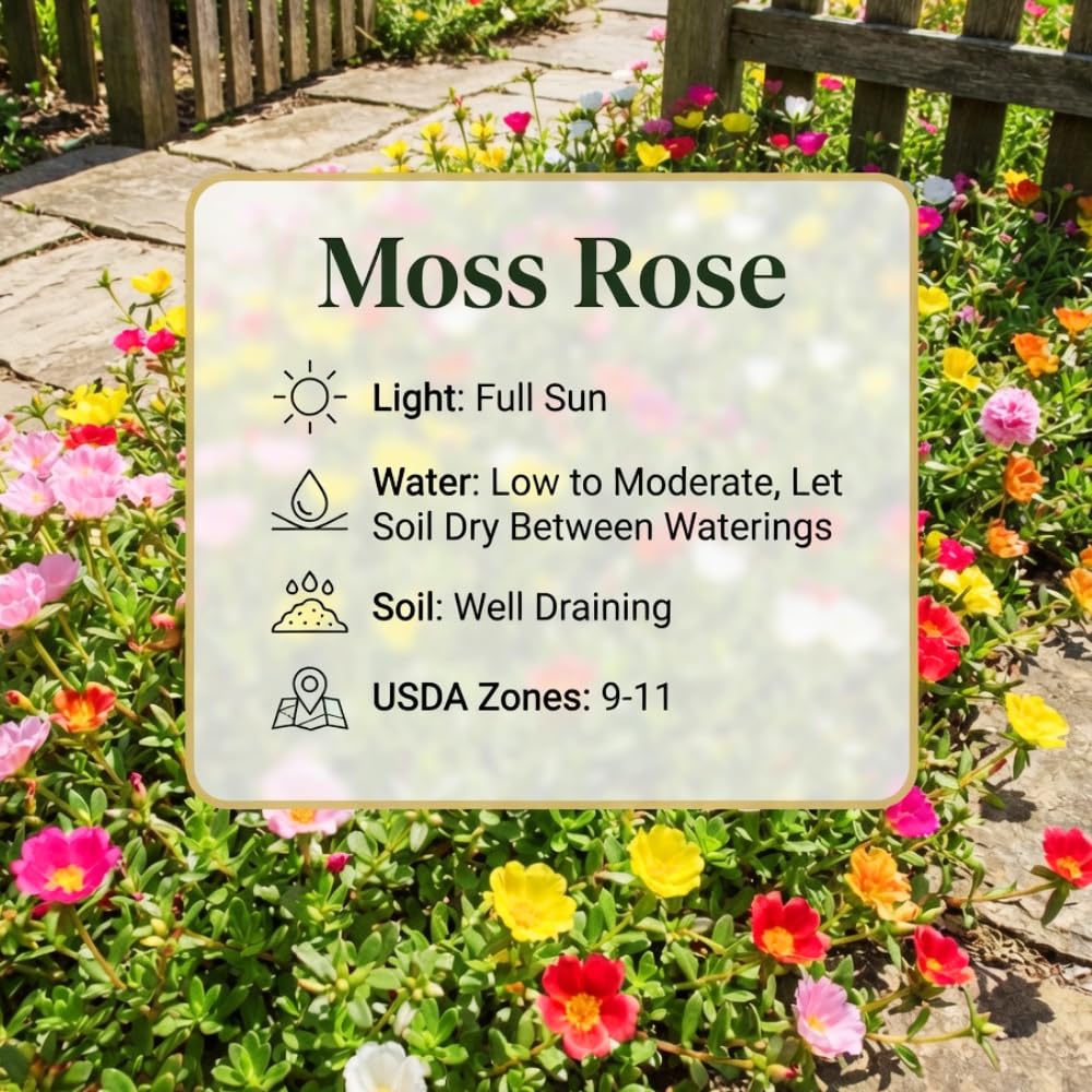 Mix Moss Rose Plants Live, Live Portulaca Plants, Well Rooted from 4 to 8 Inches Tall, Vibrant Flowers for Ground Cover and Garden Beds