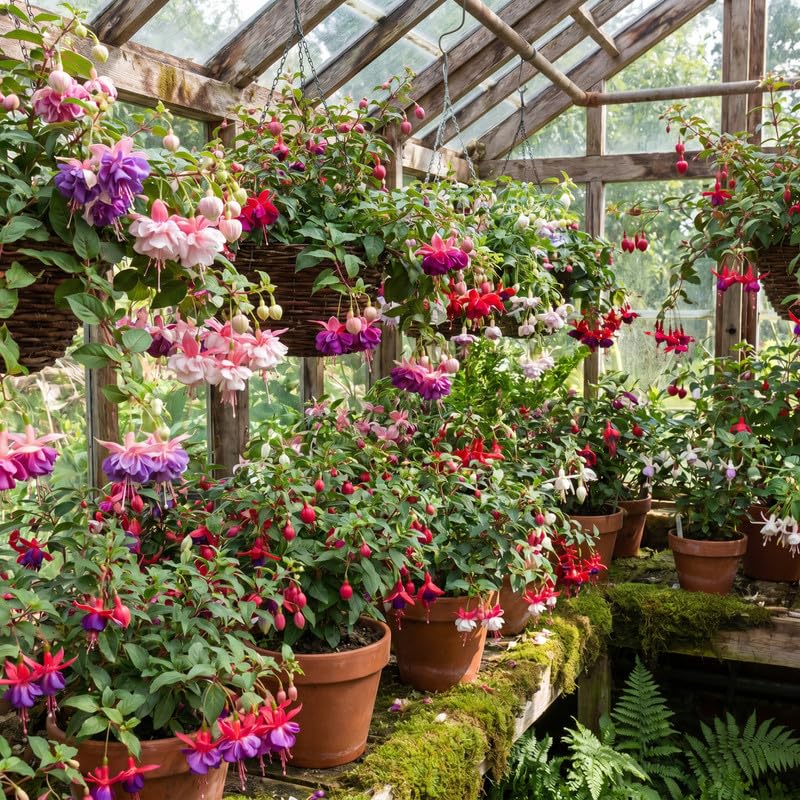 Set 2 Assorted Fuchsia Plants Live 2-5 Inches Tall, Colorful Hanging Flower Plants for Patio, Garden and Containers
