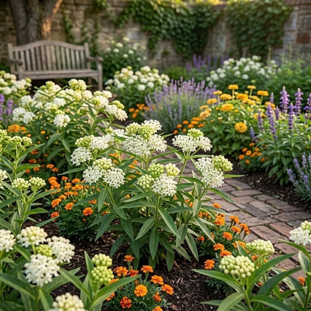 3 White Milkweed Plant Live, Asclepias Tuberosa Butterfly Bush, 4-8"