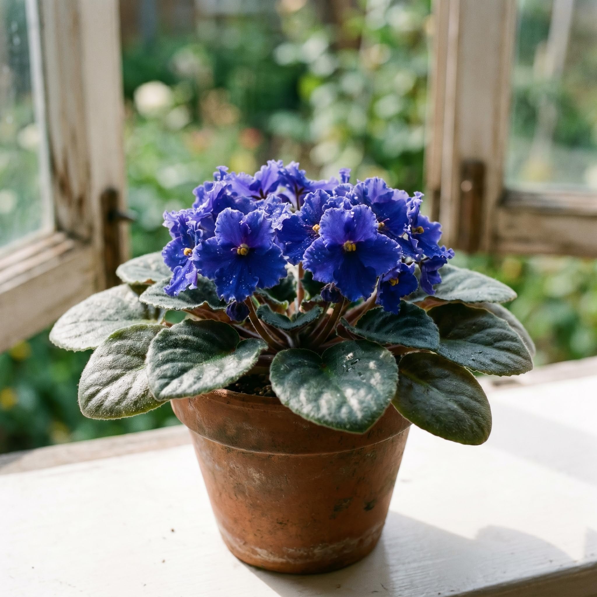 African Violet Plant Live in 4 Inch Pot, Indoor Flowering Houseplant, Compact Blooming Plant for Home or Office (Blue Blooms)