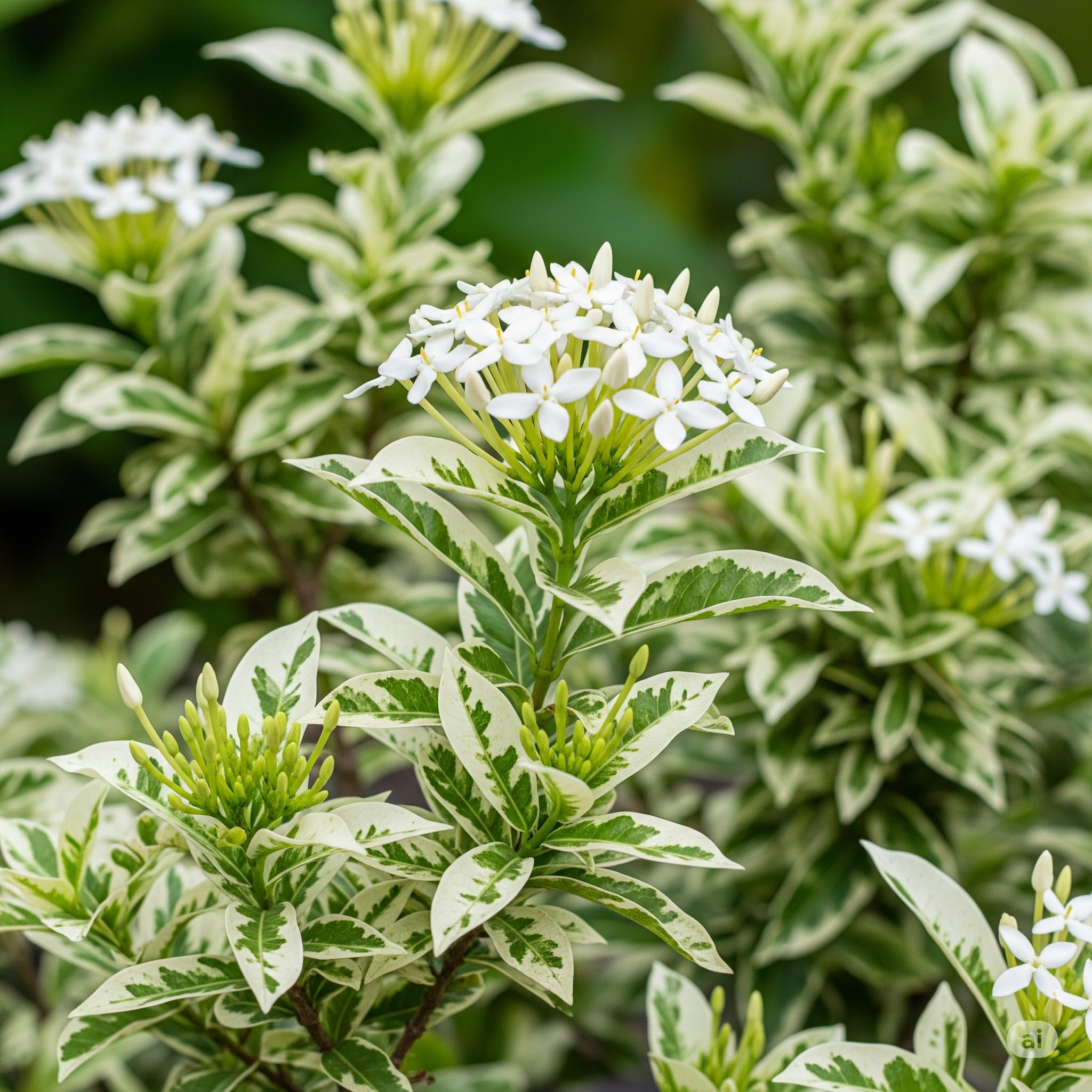 2 White Ixora Plants Live, 5 to 7 Inc Tall, Ixora Flower Plant, Shrub Plant Tropical Ornamental Plants, No Pot