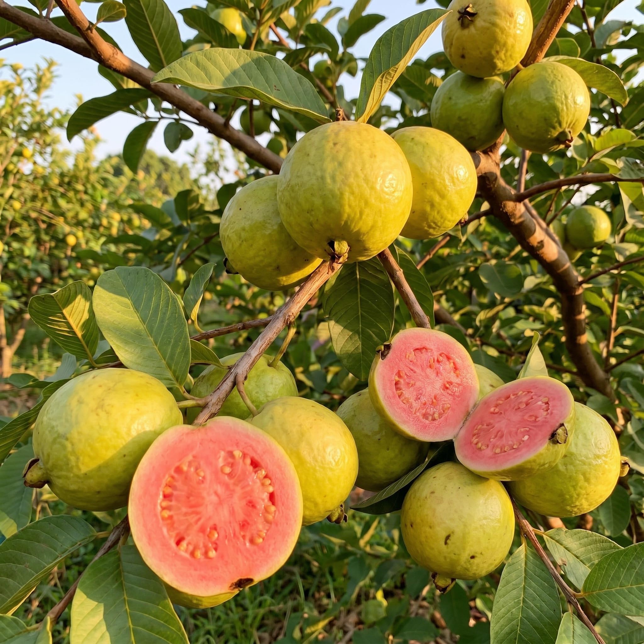 Pink Guava Tree Live Plant, 6-10 Inches Guava Fruit Tree Well Rooted, Tropical Fruit Trees for Containers and Garden Growing