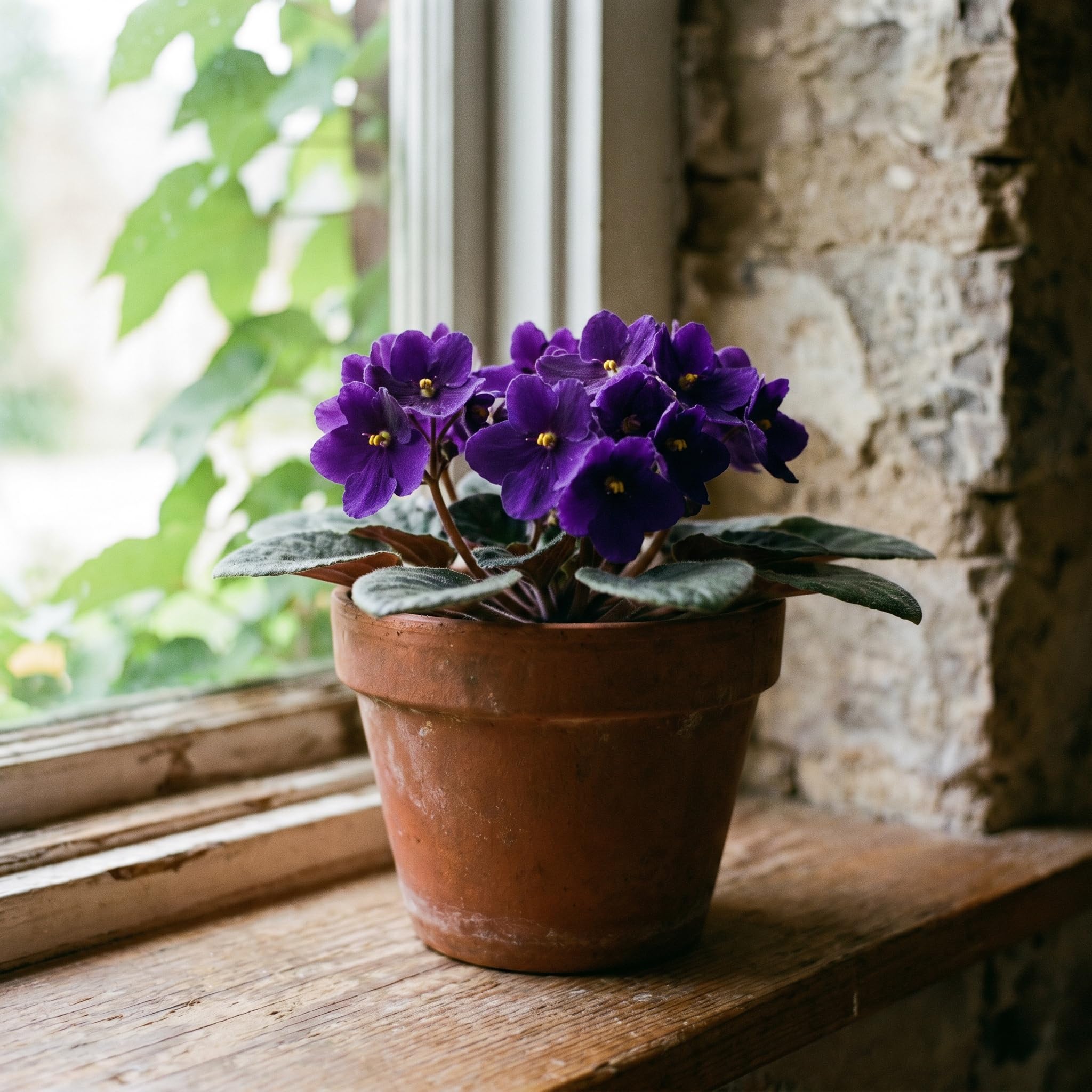 African Violet Plant Live in 4 Inch Pot, Indoor Flowering Houseplant, Compact Blooming Plant for Home or Office (Purple Blooms)