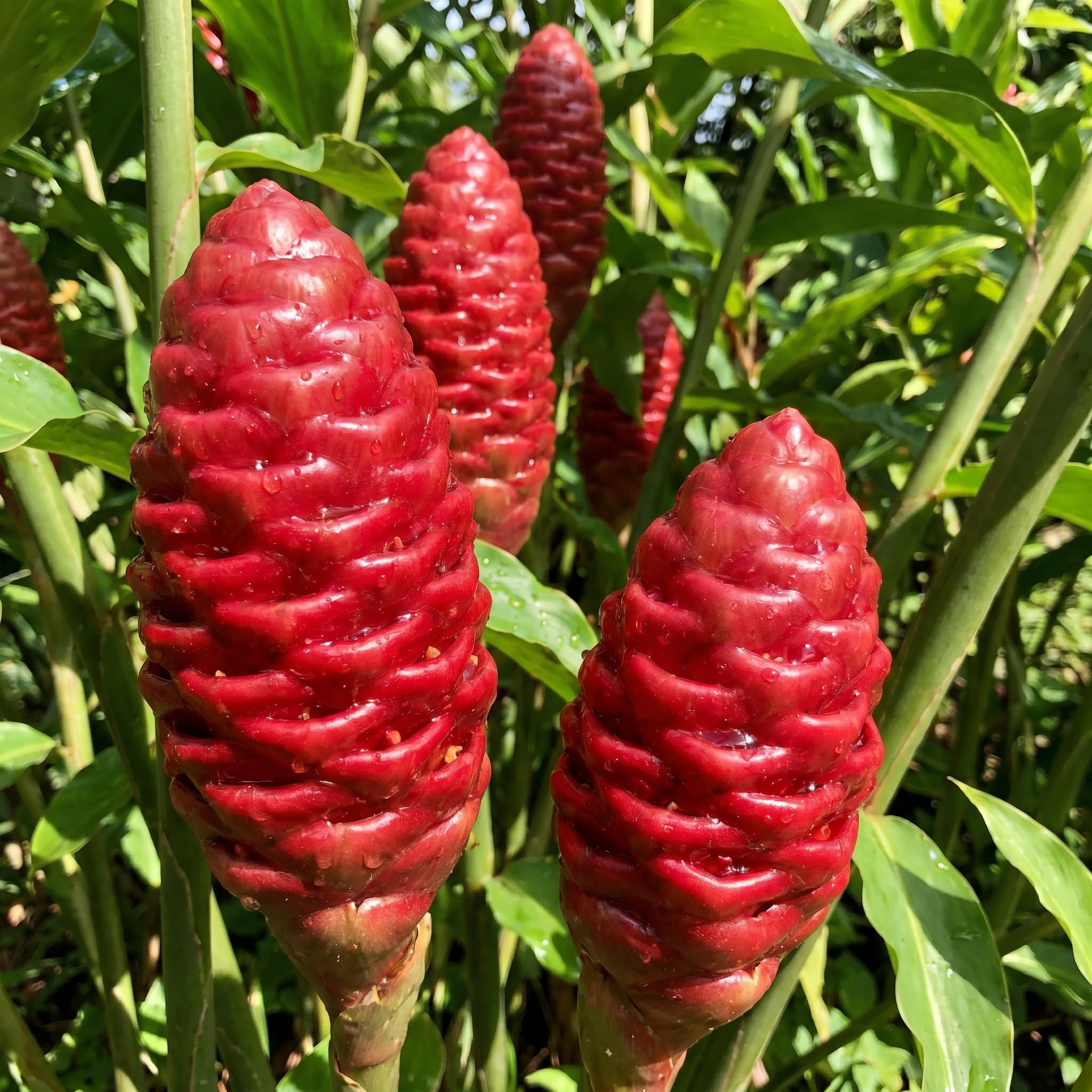 Shampoo Ginger Live Plant, Tropical Zingiber Plant Zingiber Zerumbet, Pinecone Ginger Lily for Indoor and Outdoor Gardens, 4-6 Inch Tall