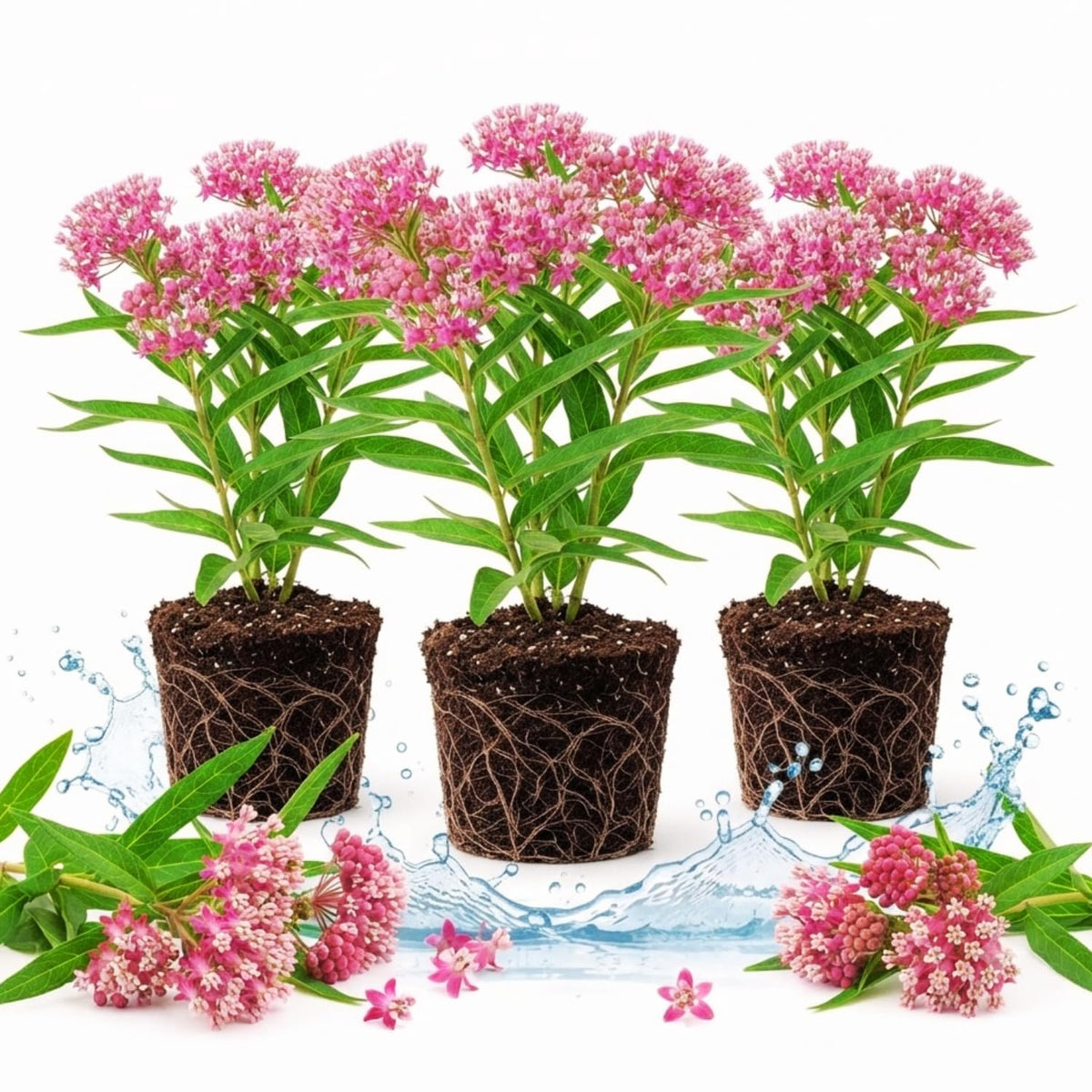 3 Pink Milkweed Plant Live, Asclepias Tuberosa Butterfly Bush, 4-8"