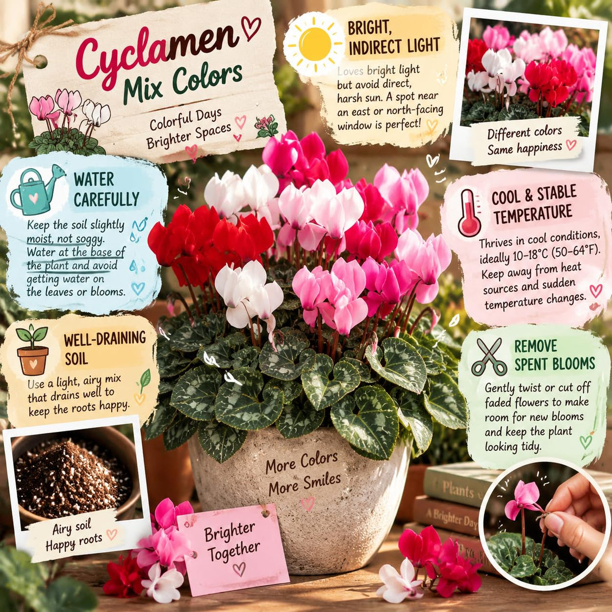 Random Cyclamen Plant Live, Flowering Houseplant, 4" Pot