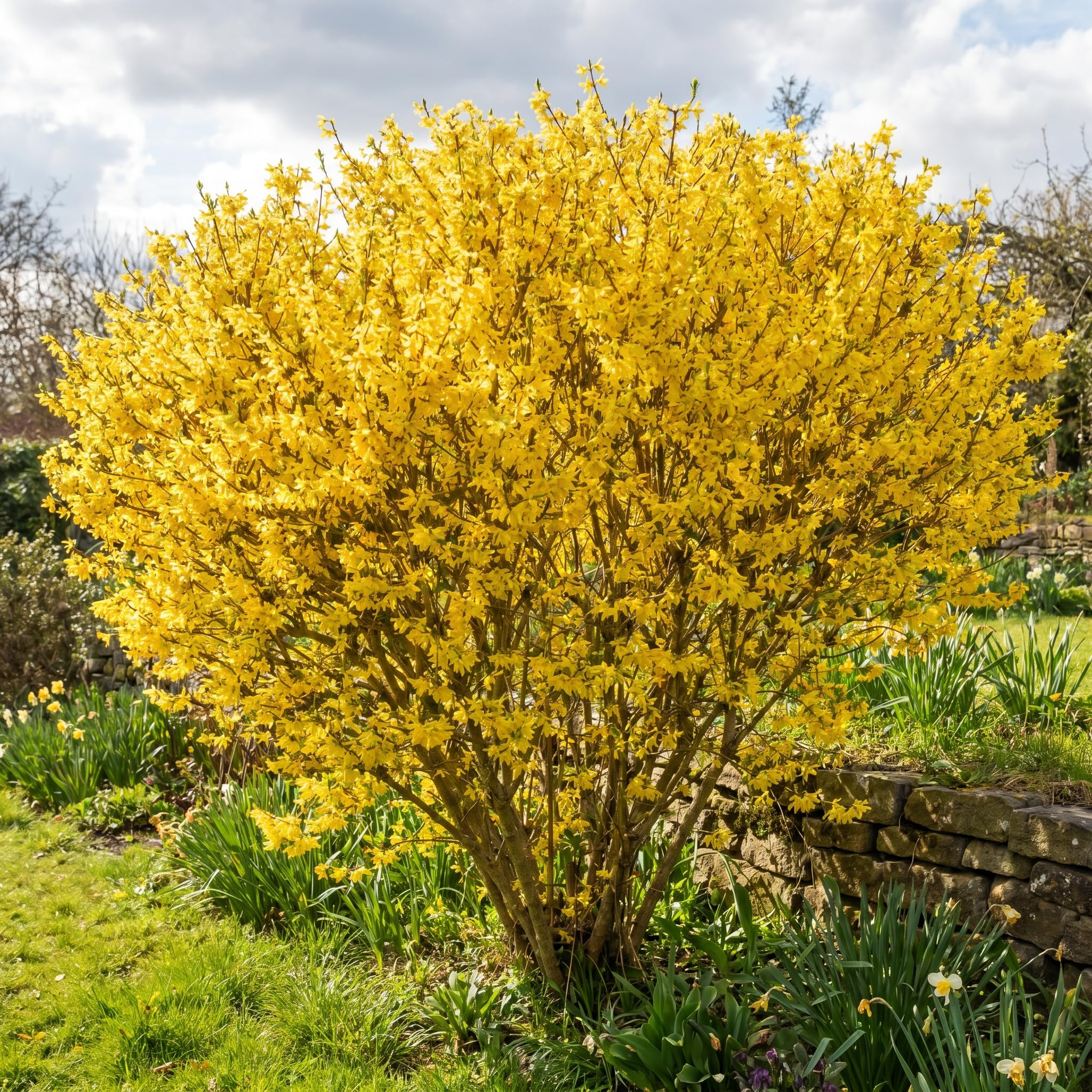 Forsythia Plants Live, Forsythia Plant Well Rooted 4-7 Inch Tall, Lynwood Gold Forsythia Bush for Outdoor Growing 4'' Pot