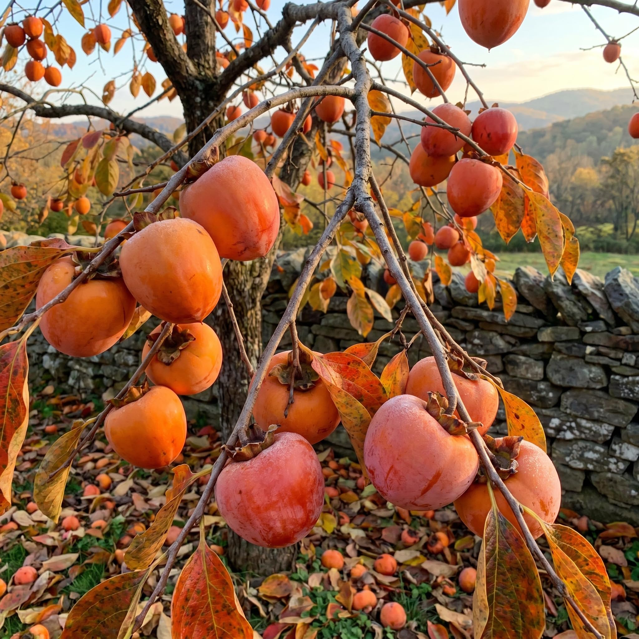 2 Sweet Persimmon Tree Seedlings, 1-1.5 Feet Tall, Hardy Persimmon Fruit Bearing Trees, Outdoor Garden Planting