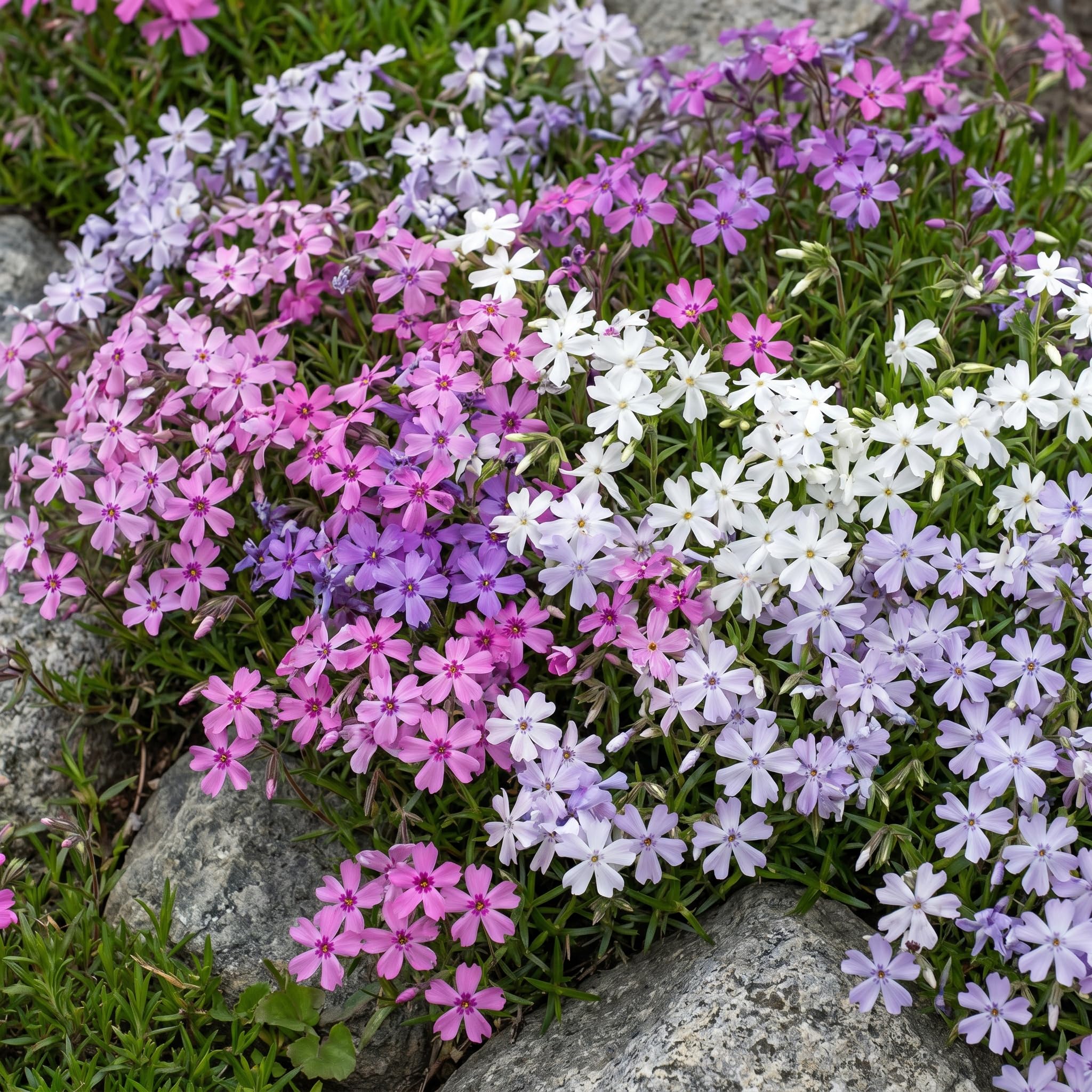 Set 2 Creeping Phlox Live Plants, Perennial Phlox Flower Ground Cover Plant, Hardy Creeping Phlox 5-8 Inches (Mix)
