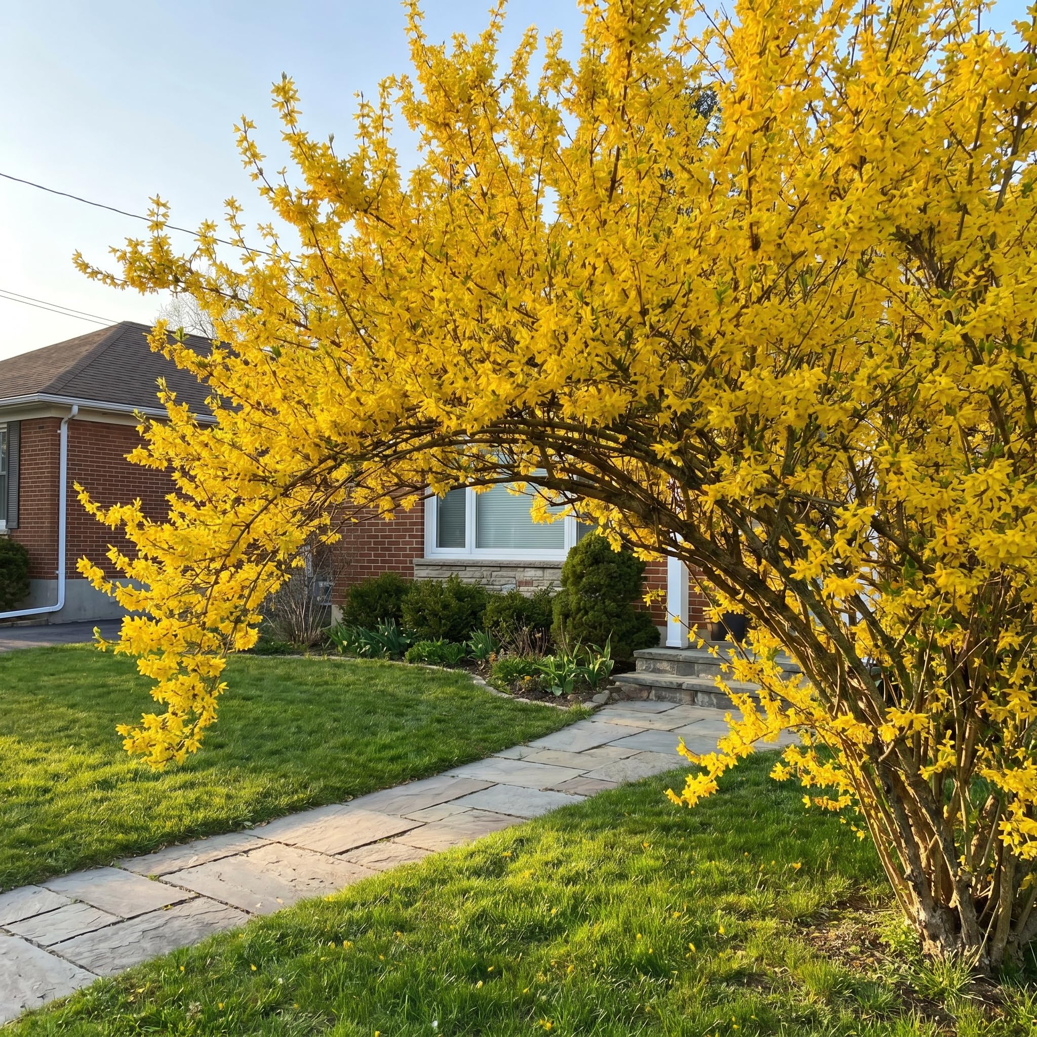 Forsythia Plants Live, Forsythia Plant Well Rooted 4-7 Inch Tall, Lynwood Gold Forsythia Bush for Outdoor Growing 4'' Pot