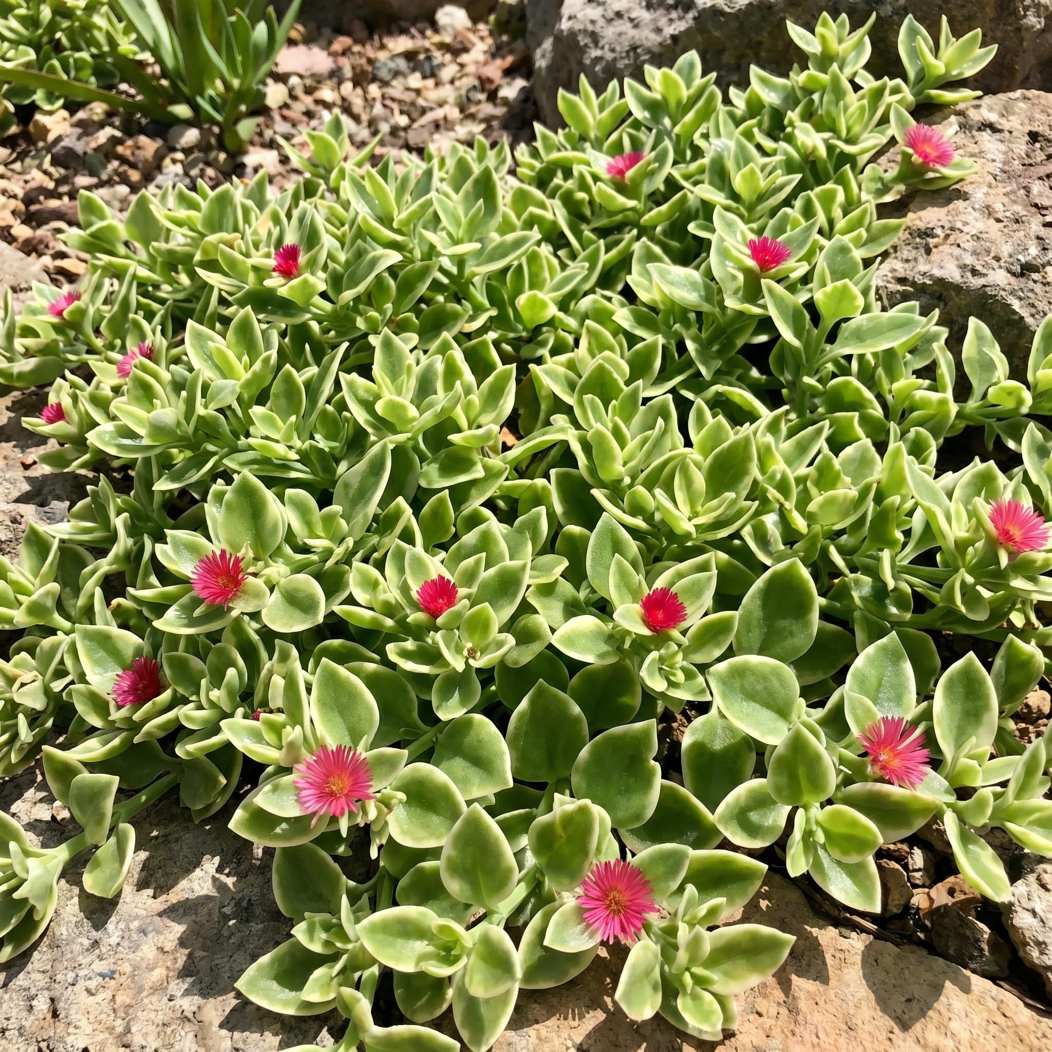 Variegated Ice Plant Live, Perennial Ice Plant Ground Cover for Planting 2 Inch Pot, Baby Sun Rose Plants