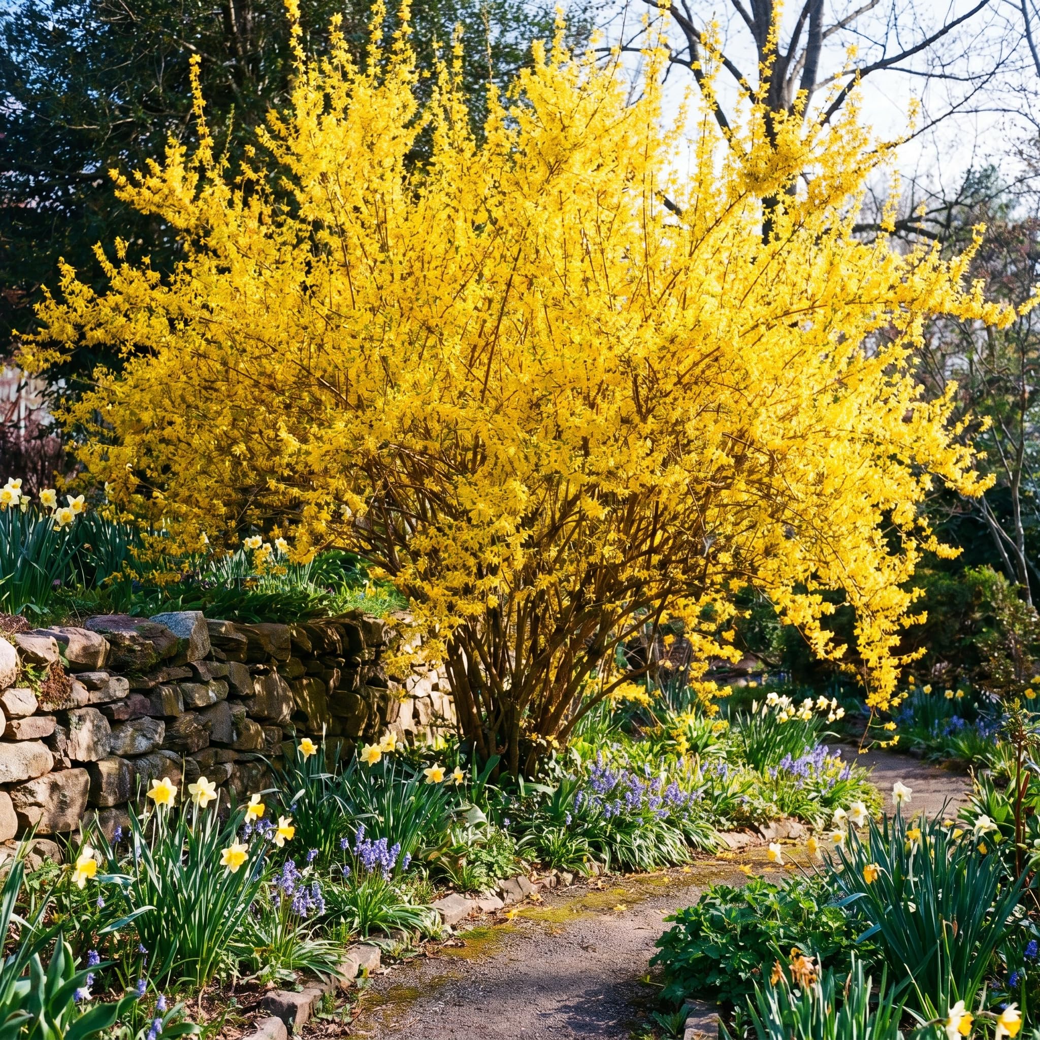 Gold Forsythia Live Plants for Planting in 4 Inch Pot, Yellow Forsythia Shrub Ready to Plant Outdoor Garden, Winter Dormant